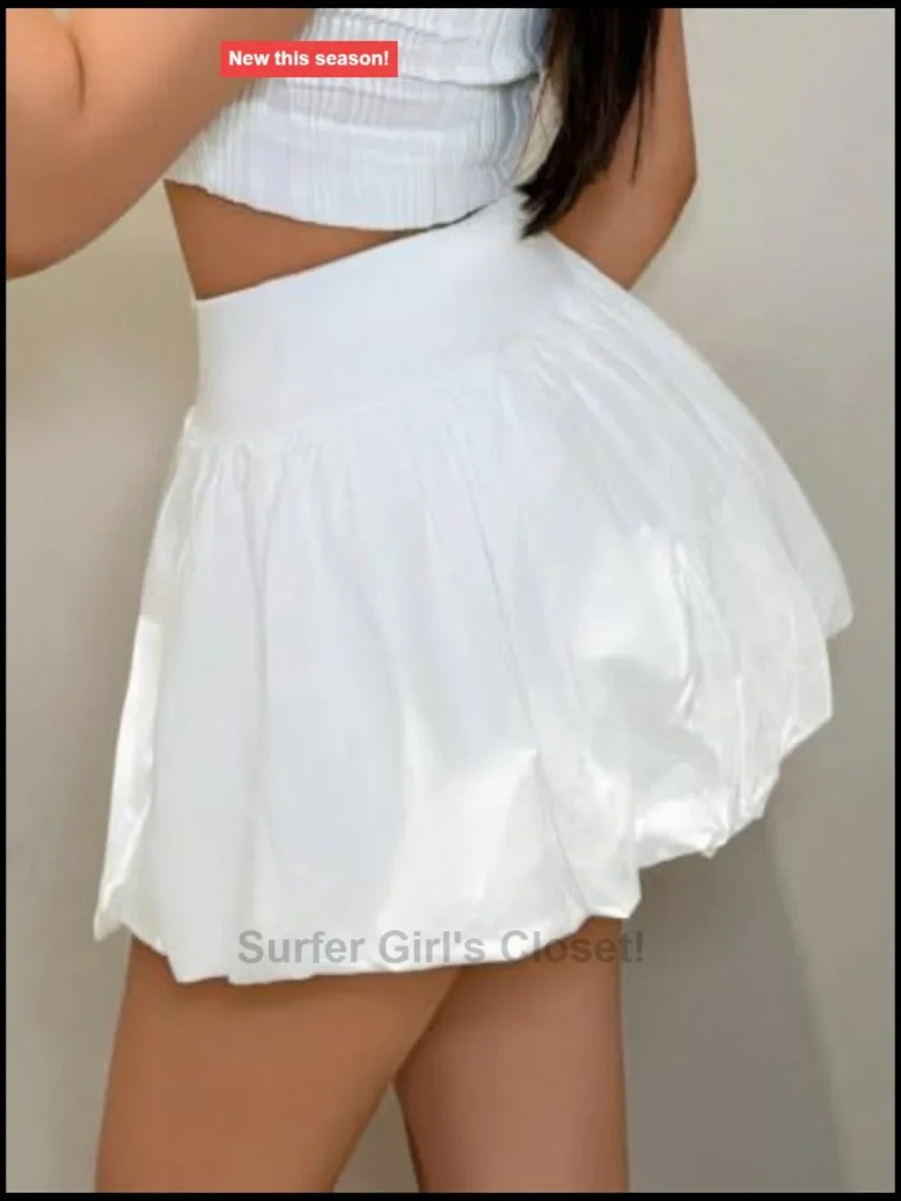 Women's Bubble Skort Elastic Waist Puffy Mini Skirt with Shorts Underneath